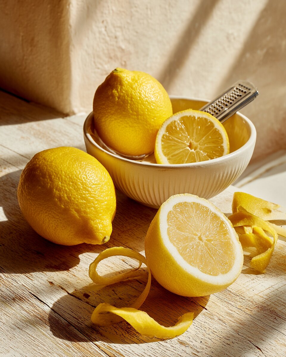 Lemons: zest, juice, preserved